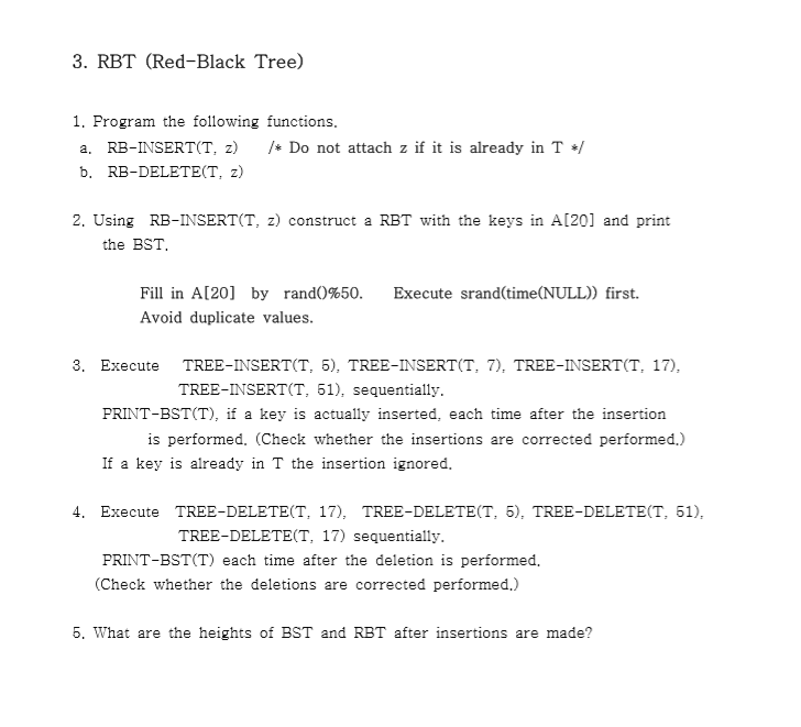 CcccC language programing 3. RBT (Red-Black Tree) 1. Program the following functions.