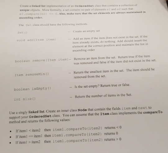  please write the program in java Create a linked list implementation