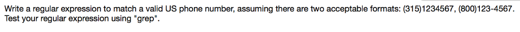  Write a regular expression to match a valid US phone number,
