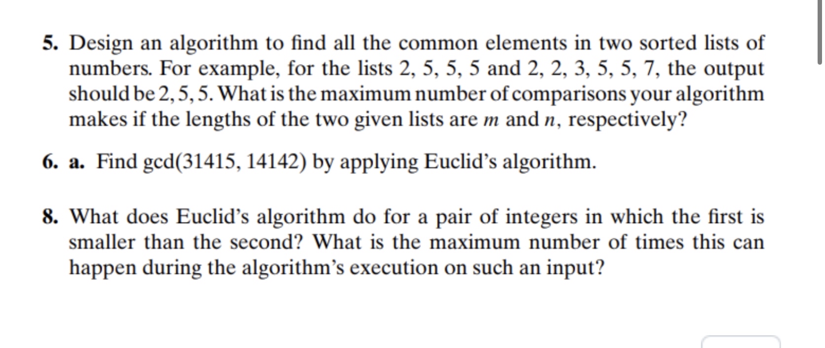  Design an algorithm to find all the common elements in two