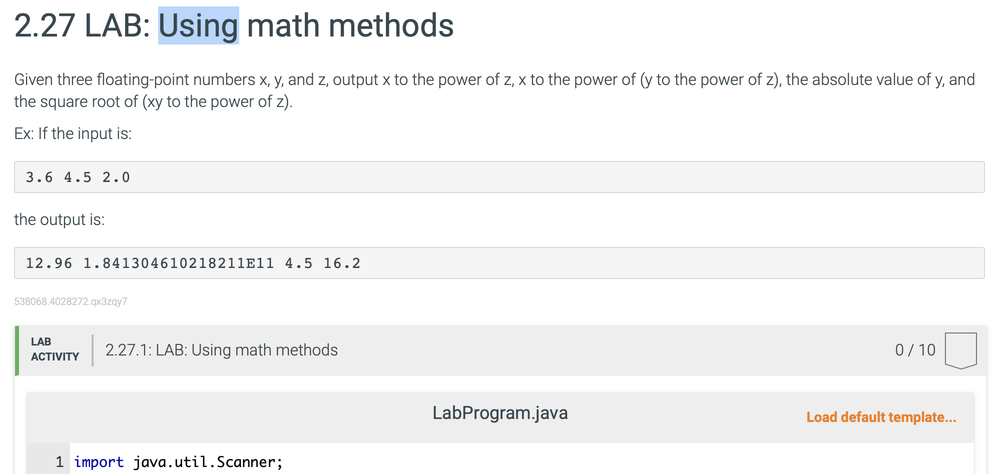  Given three floating-point numbers x, y, and z, output x to