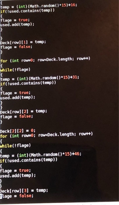 random number between 1 and 75. We are to youse BitSet because