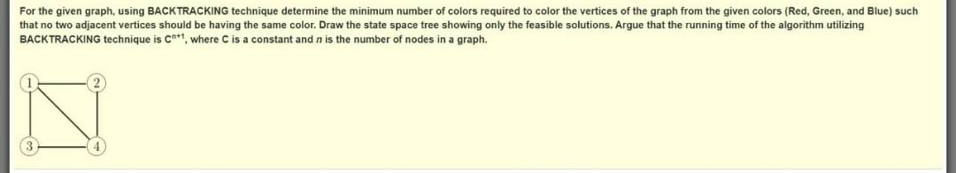  For the given graph, using BACKTRACKING technique determine the minimum number