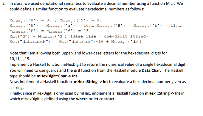  we used denotational semantics to evaluate a decimal number using a