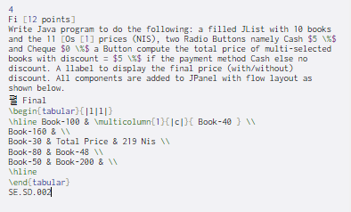  4 Fi (12 points) Write Java program to do the following: