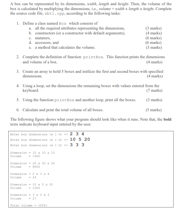  A box can be represented by its dimensions, width, length and
