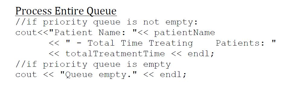 the program that "treats entire queue." EX. int maxQueueSize = atoi(argv[2]); EXAMPLE