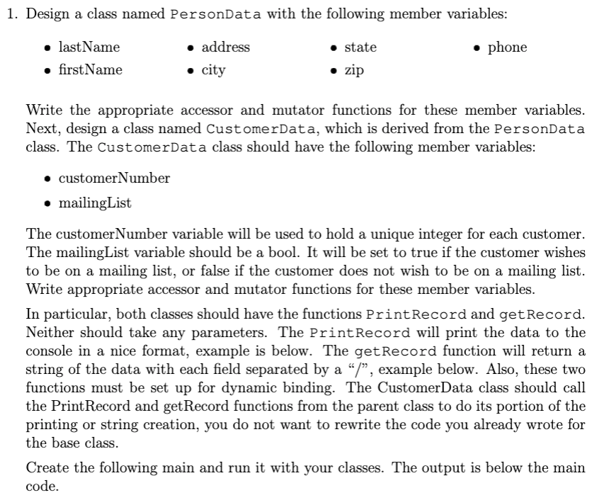 C++ Linux Need help with lab assignment. Instructions, main.cpp code below, and
