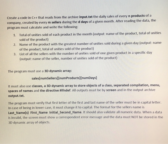  Create a code in C++ that reads from the archive input.txt