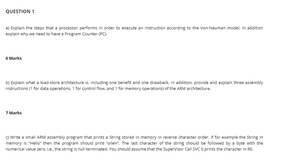 a) Explain the steps that a processor performs in order to execute