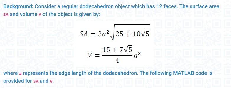  Create the function file named dode with outputs SA and V