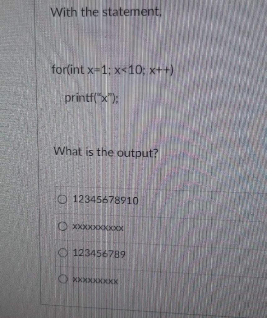 statement, for(int x-1; x=70&&grade=0) printf("Failed."); else printf("Invalid Grade!"); What is the output?