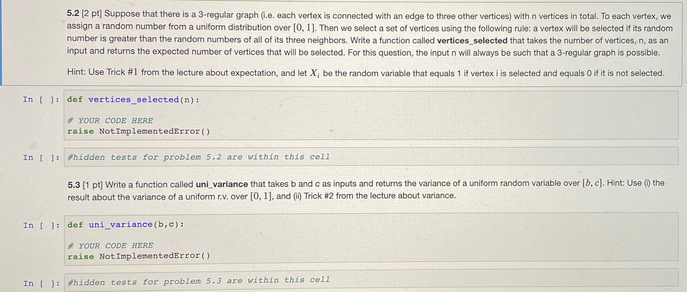  5.2[2pt] Suppose that there is a 3-regular graph (i.e. each vertex