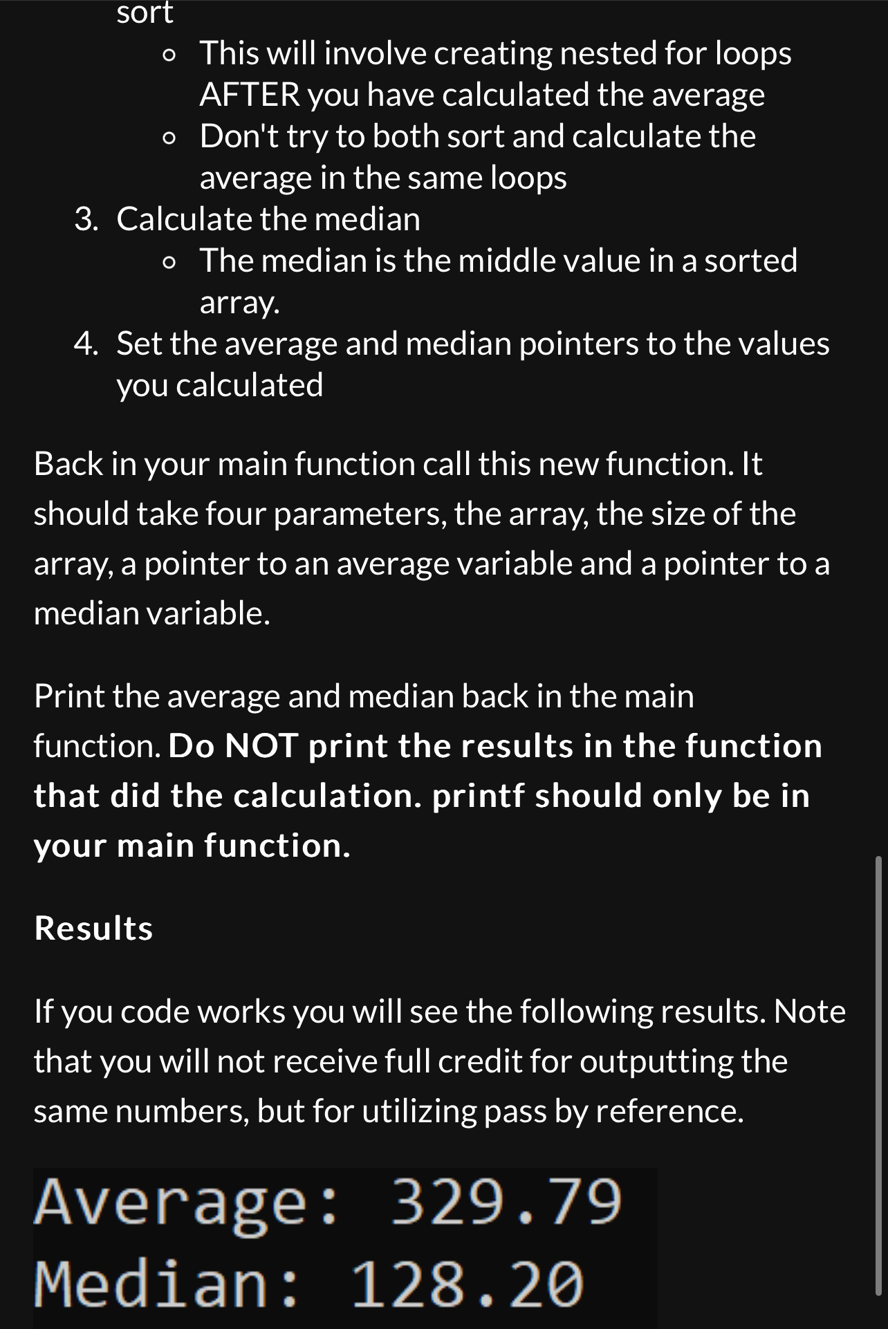  Make a function that sorts an array of doubles and returns