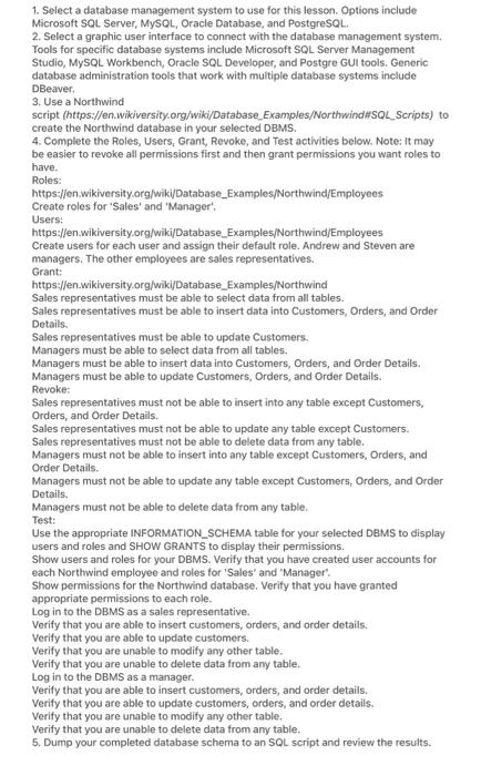  1. Select a database management system to use for this lesson.