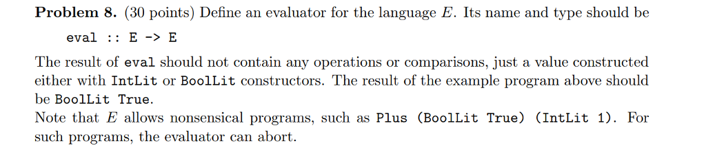 expression) be a tiny programming language that supports the declaration of arith-