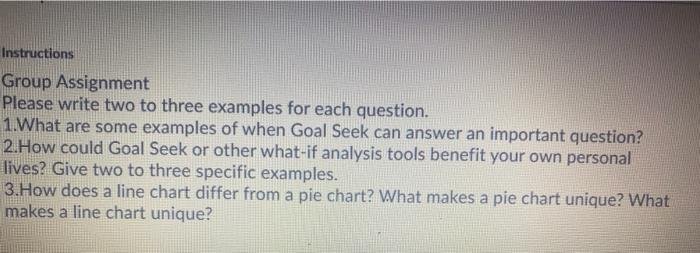  Instructions Group Assignment Please write two to three examples for each