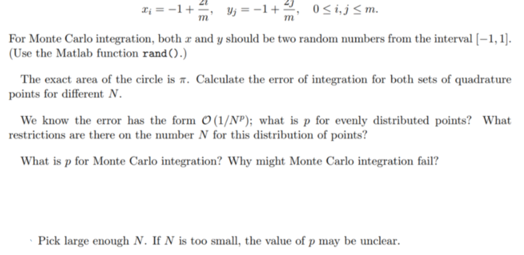 questions. We know the error has the form O (1/Np ); what