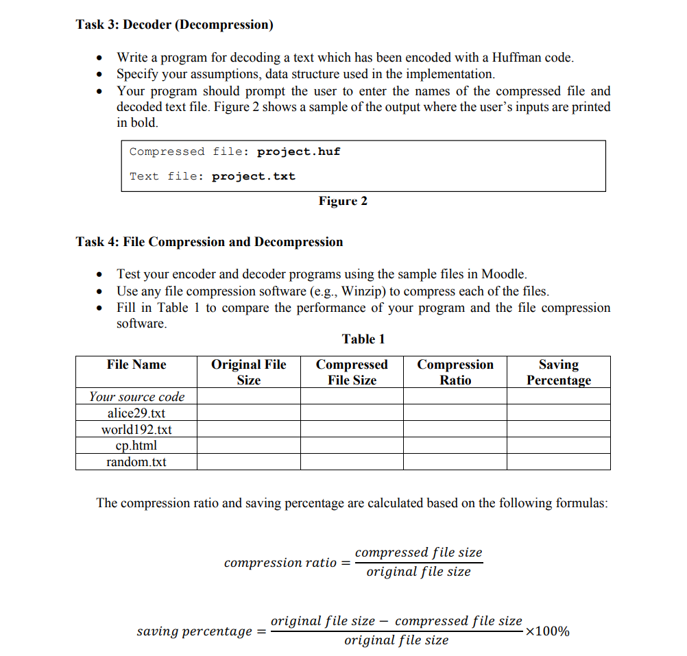 of the Huffiman tree construction algorithm. o Analyse time etficiency of the