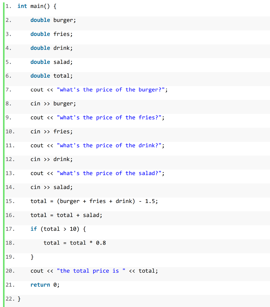 is defined or used. You must list all the variables in each