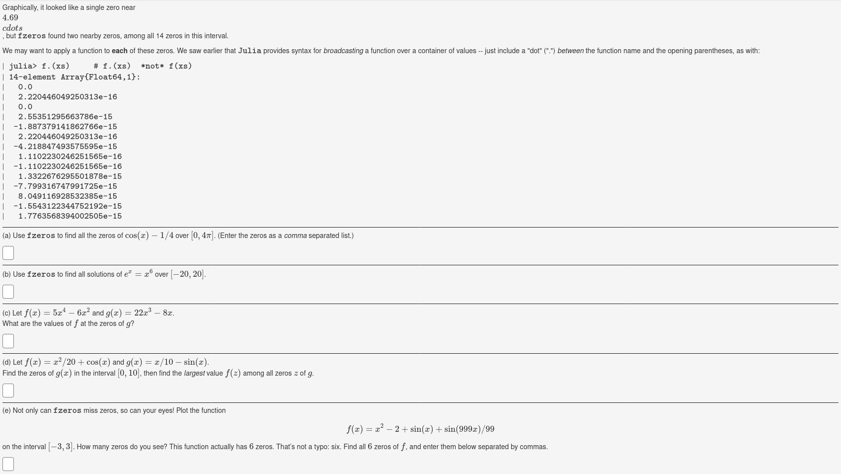 find all zeras of a function within a given interval? The bisection