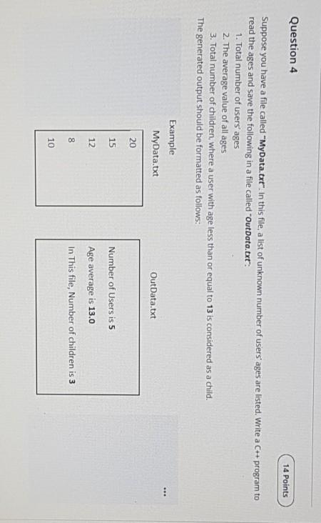 c++ code please Question 4 14 Points Suppose you have a file