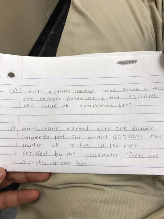  Write a static method called Result with one integer parameter x