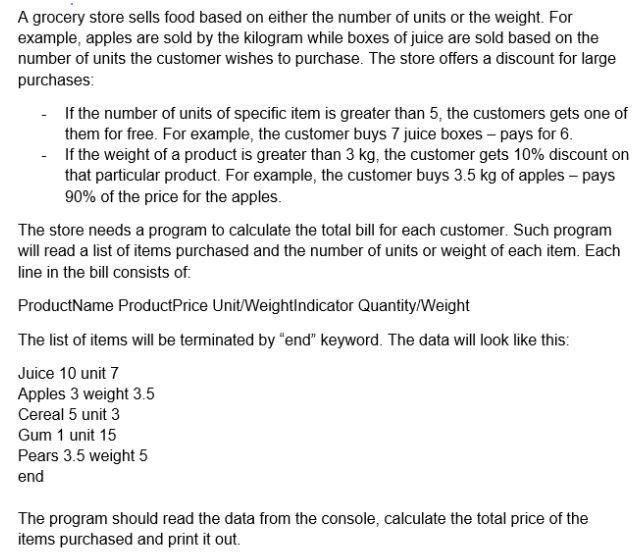 PLEASE MAKE THIS IN JAVA A grocery store sells food based on