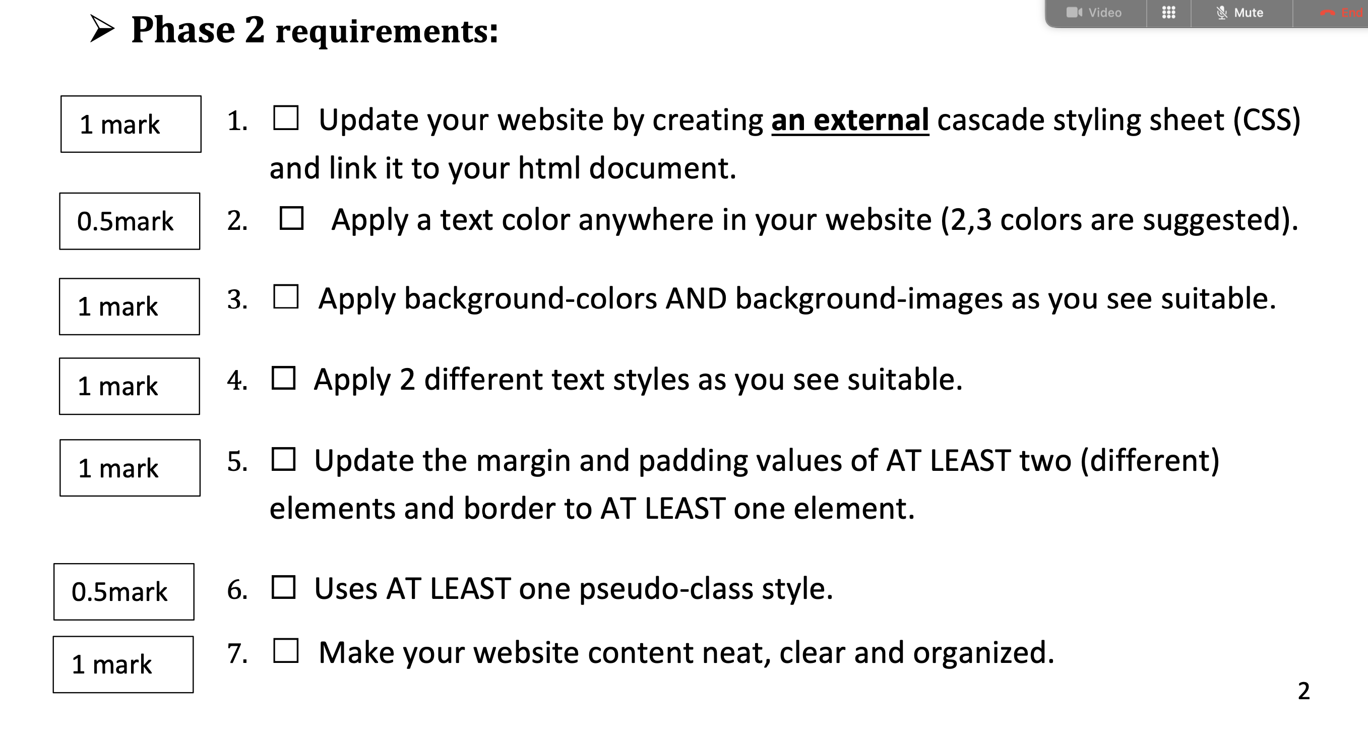  Update your website by creating an external cascade styling sheet (CSS)
