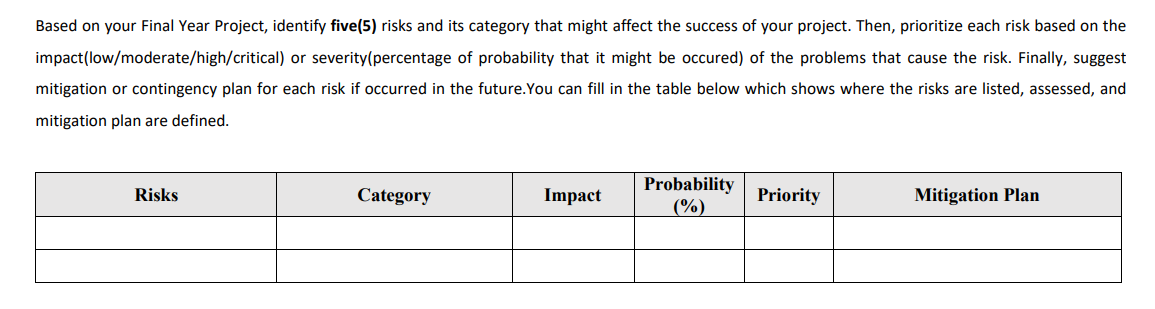 Note: put the final project as random project, just need an example