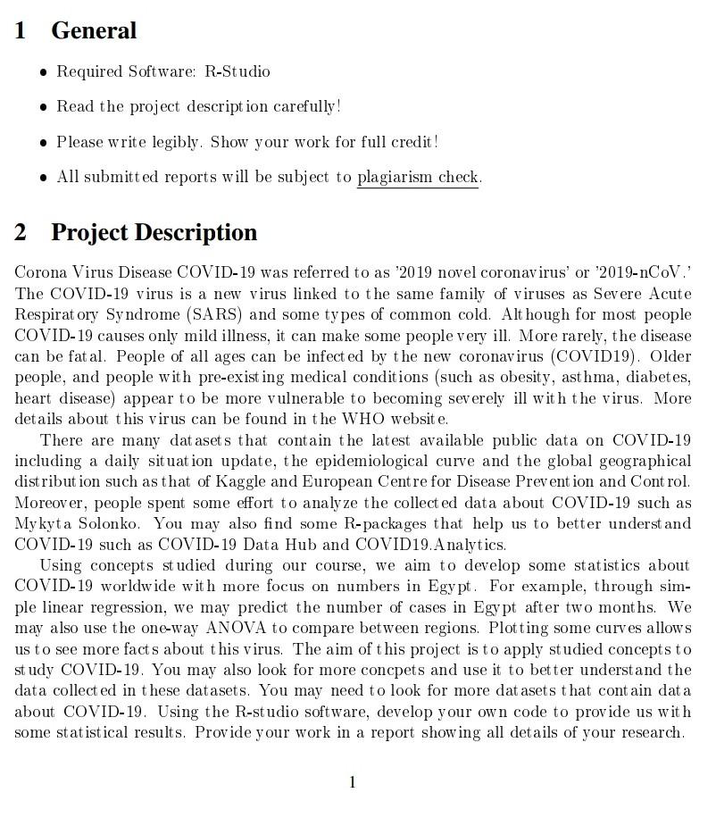  this question should be written with R language 1 General Required