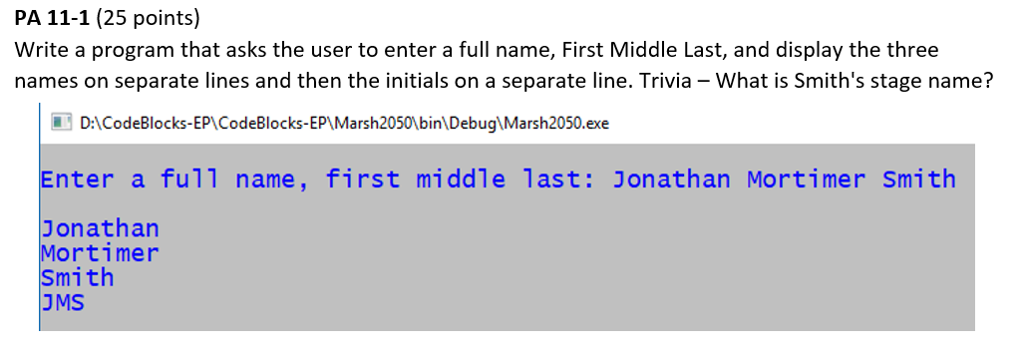 Programming language is C++ PA 11-1 (25 points) Write a program that