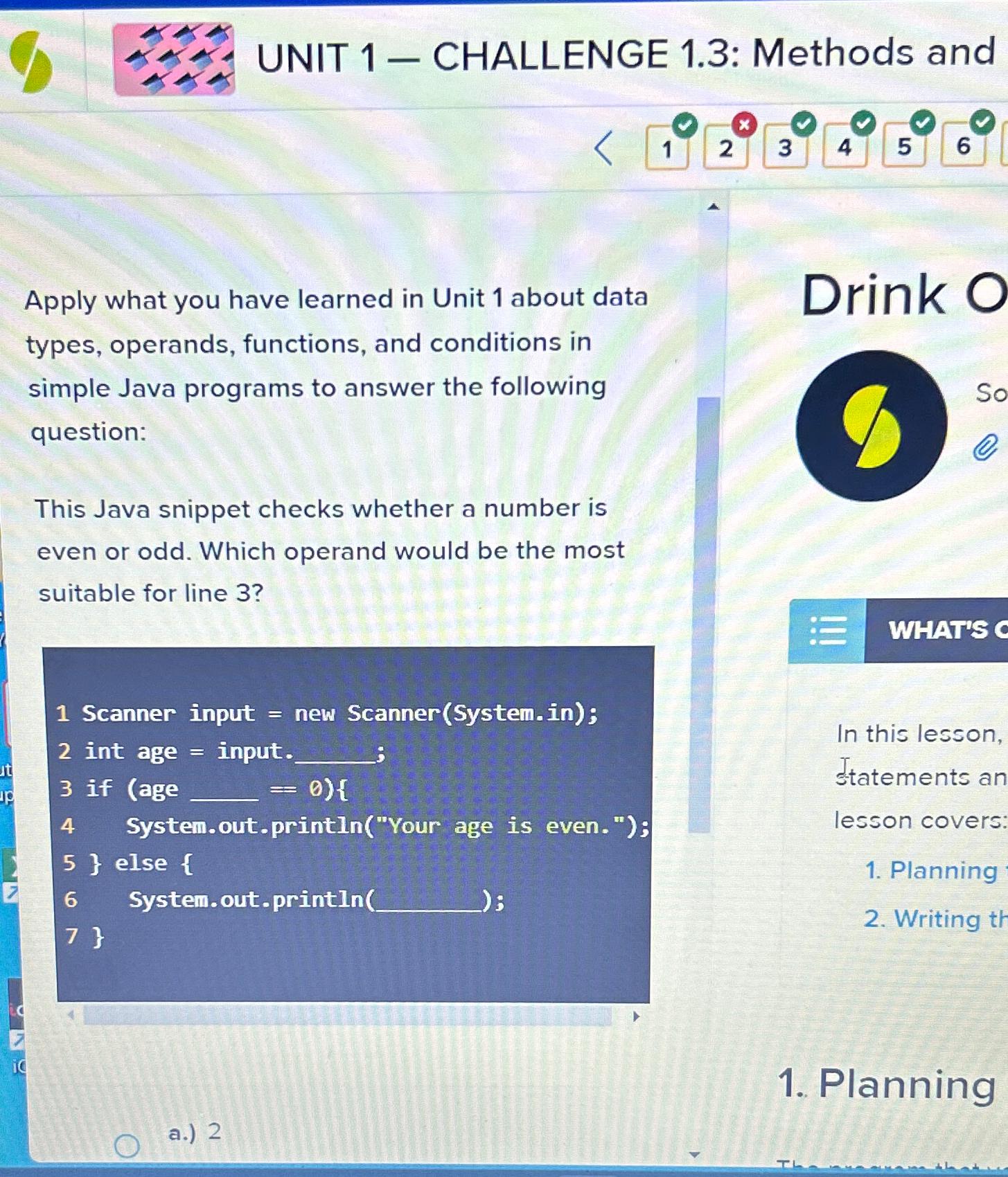  UNIT 1- CHALLENGE 1.3: Methods and 1 2 3 4 5