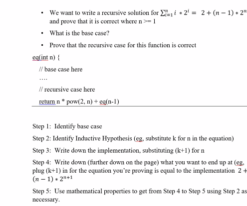 prove that it is correct where n >= 1 What is the