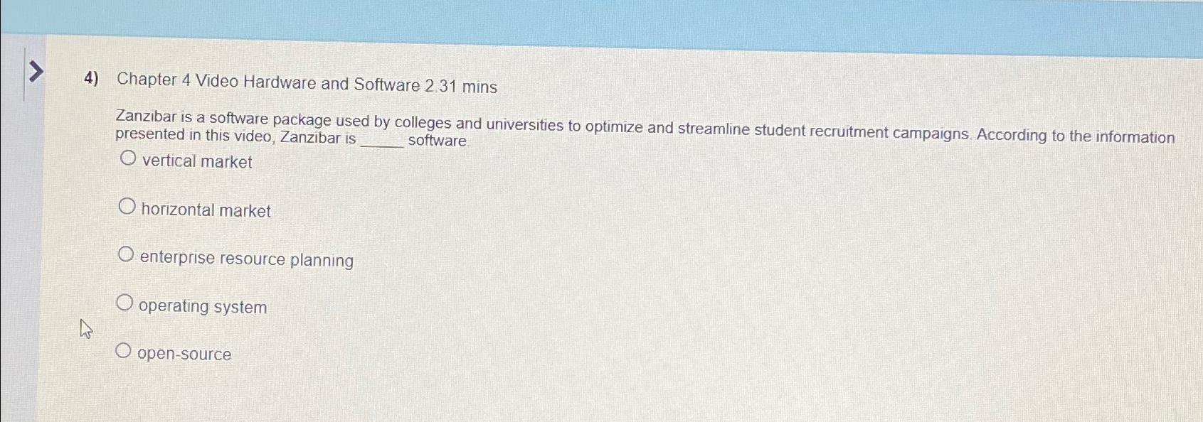  Chapter 4 Video Hardware and Software 2.31 mins Zanzibar is a