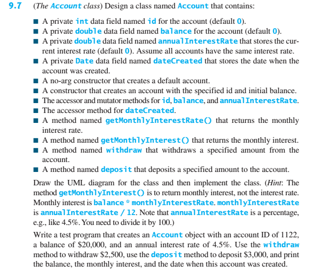 (call it Account). Next, develop a test program in a separate file