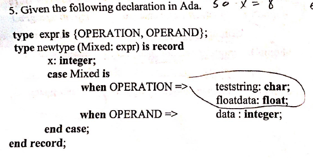 a) Assume char uses 4 bytes, float uses 6 bytes, integer