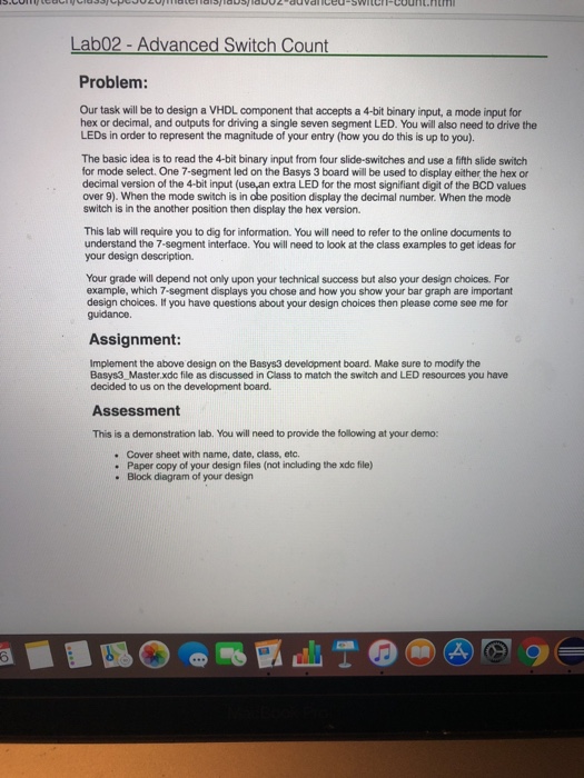  Lab02 - Advanced Switch Count Problem: Our task will be to