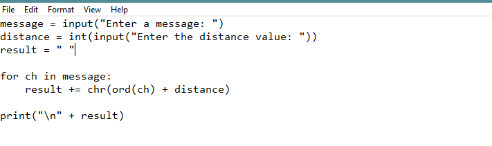 Write a script that inputs a line of plaintext and a distance