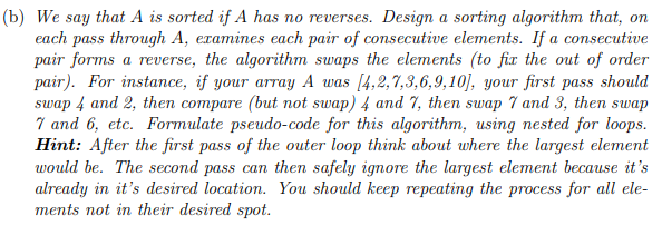 an array of numbers. Lets define a reverse as a pair of