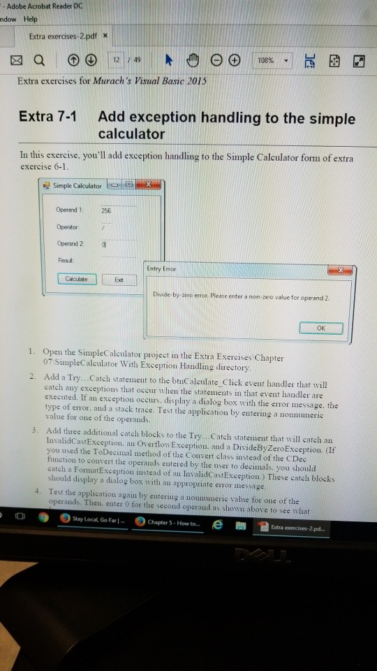  add exception handling ti the simple calculator. Adobe Acrobat Reader DC