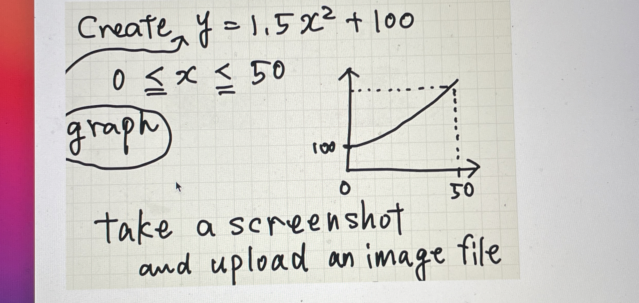  Create, y=1.5x2+100 0x50 USE MATLAB 