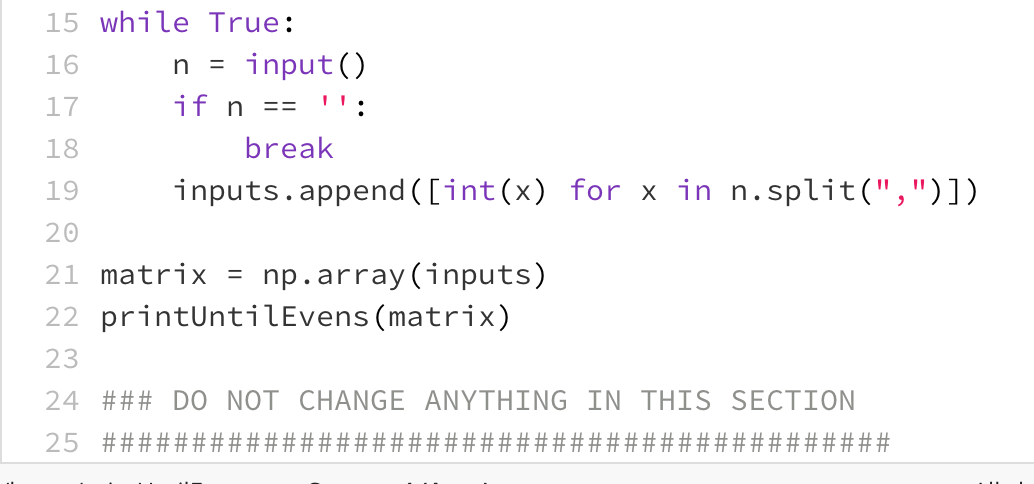 . The script is partially complete. It reads in user data to