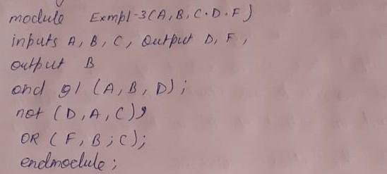 write equivalent behaviord code for the circuit module Exmpl-3CA, B, C.D.F) inputs