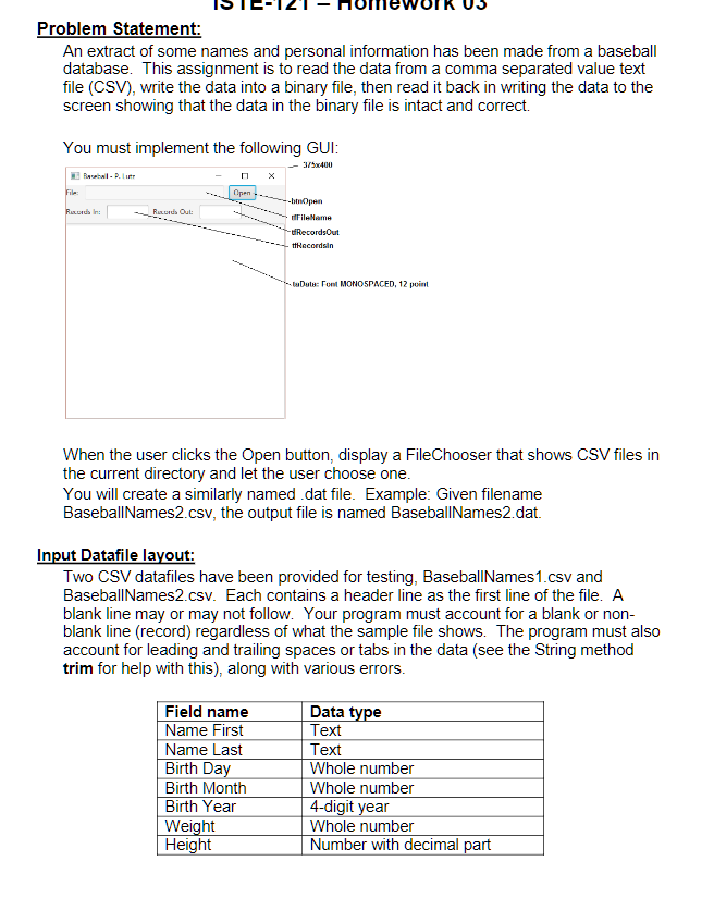  Please using with JavaFX only, thank you! Problem Statement An extract