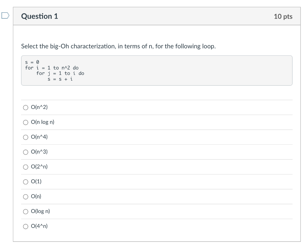 How do I solve these? Select the big-Oh characterization, in terms of