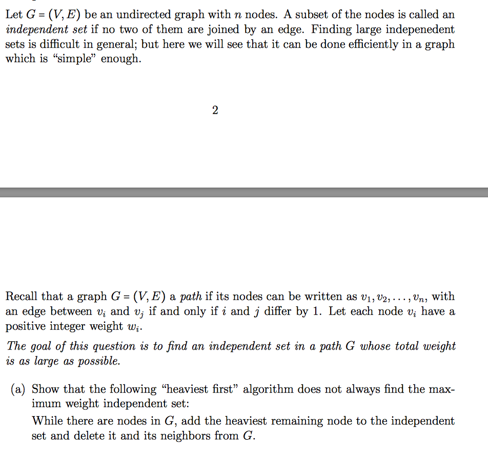 Algorithms Question, thanks Let G = (V, E) be an undirected graph