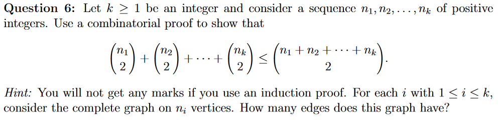  Question 6: Let k 21 be an integer and consider a