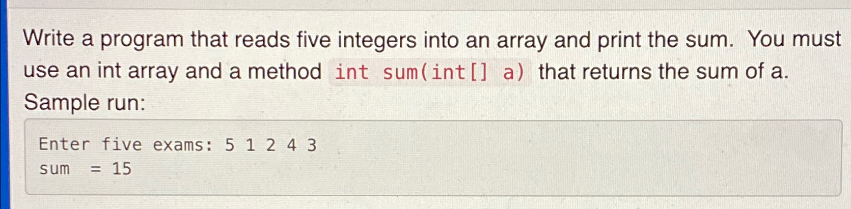  Write a program (IN JAVA) that reads five integers into an