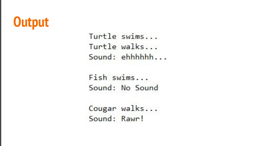 Aquatic. It contains: - String swim) An abstract class Animal. It contains